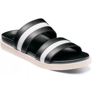 STACY ADAMS Men's Metro Double Strap Slide Sandal Blk Wht 7M